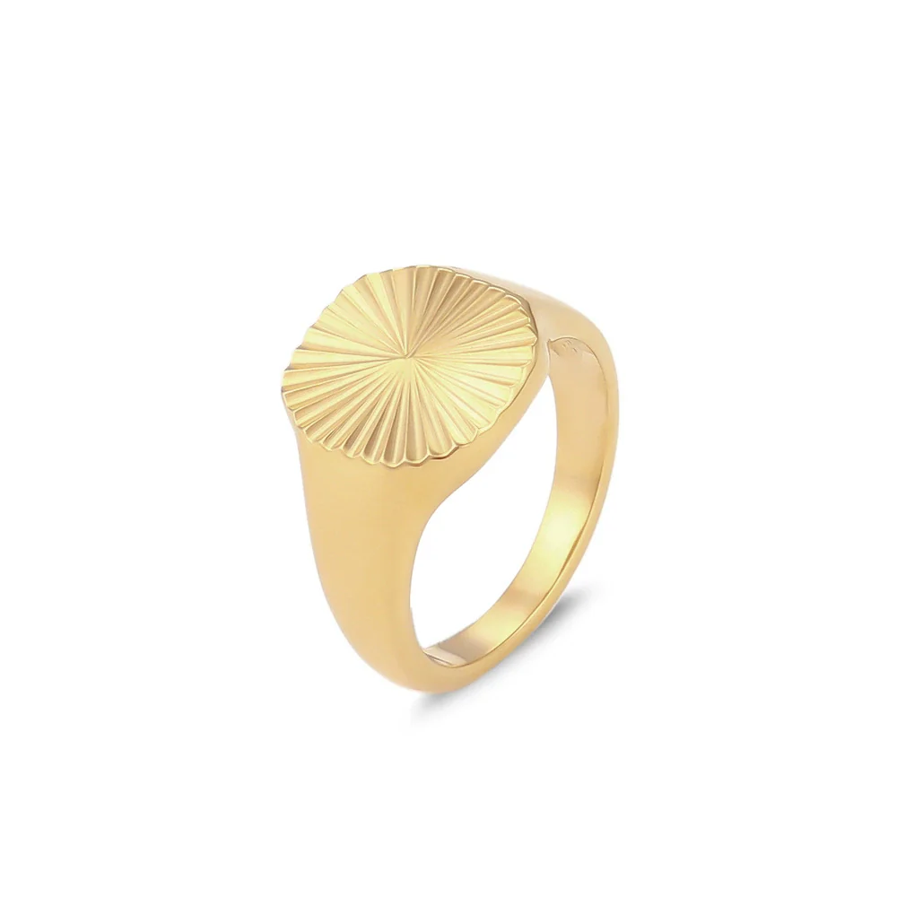 Wholesale Women Fashion Geometric Stainless Steel Electroplated Croissant Hollow Twist Ring Jewelry - Image 10
