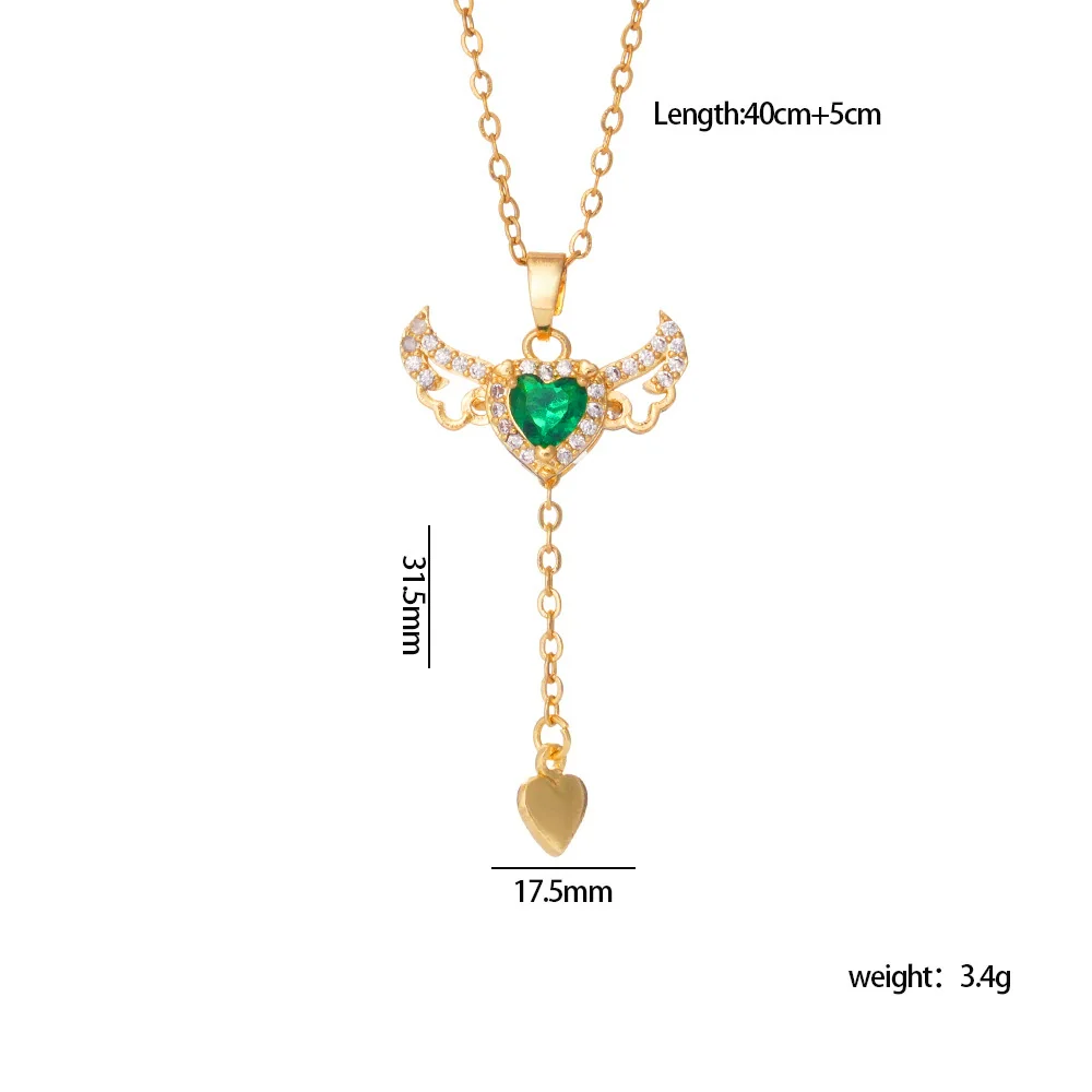 Wholesale Women Light Luxury Copper Heart Shape Necklace With Mixed Gemstone Inlay And Electroplating Treatment - Image 12