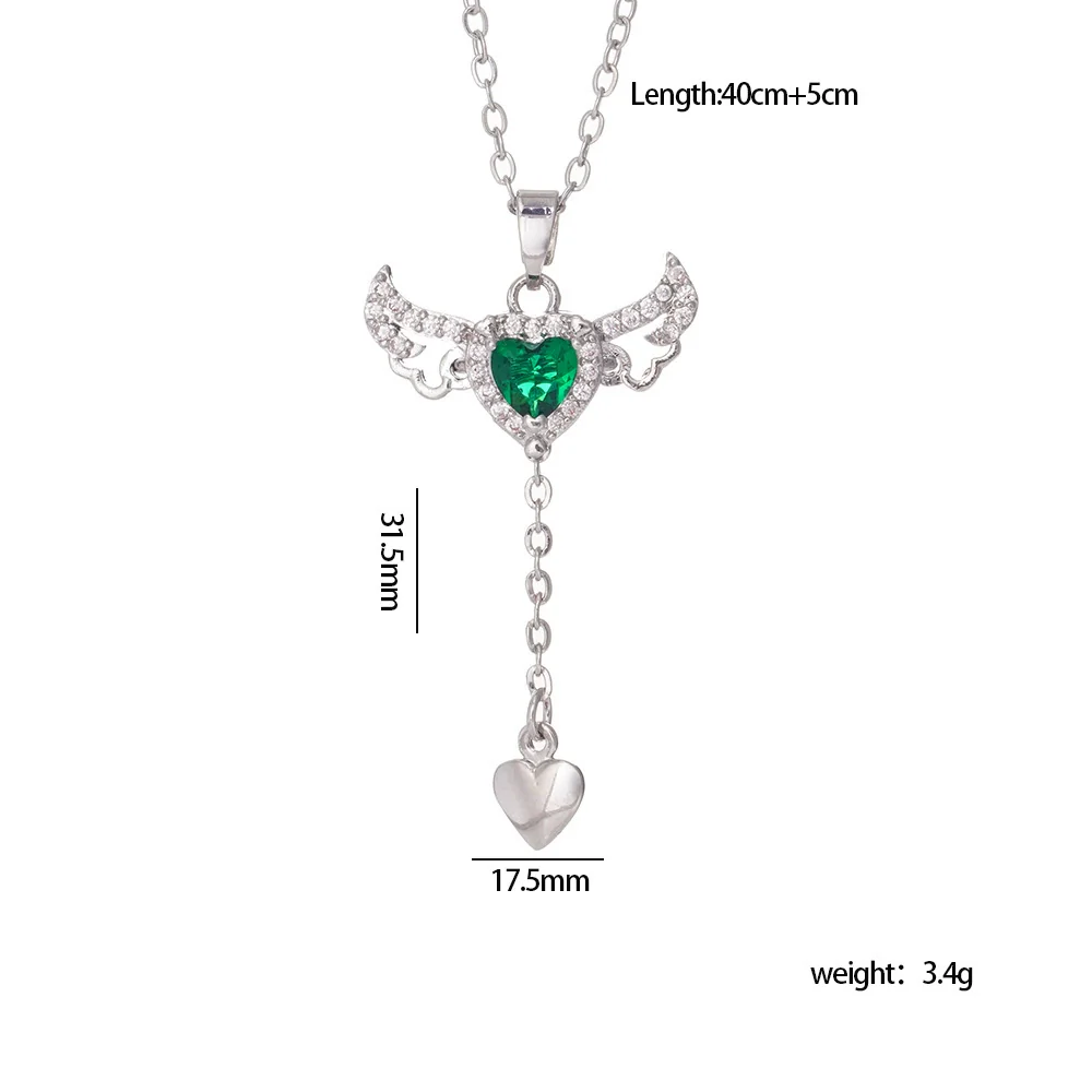 Wholesale Women Light Luxury Copper Heart Shape Necklace With Mixed Gemstone Inlay And Electroplating Treatment - Image 13
