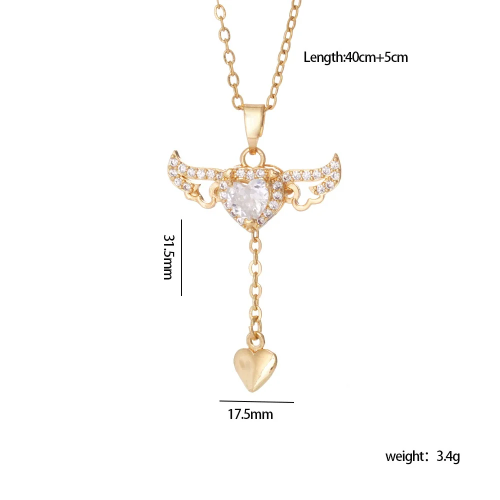 Wholesale Women Light Luxury Copper Heart Shape Necklace With Mixed Gemstone Inlay And Electroplating Treatment - Image 5