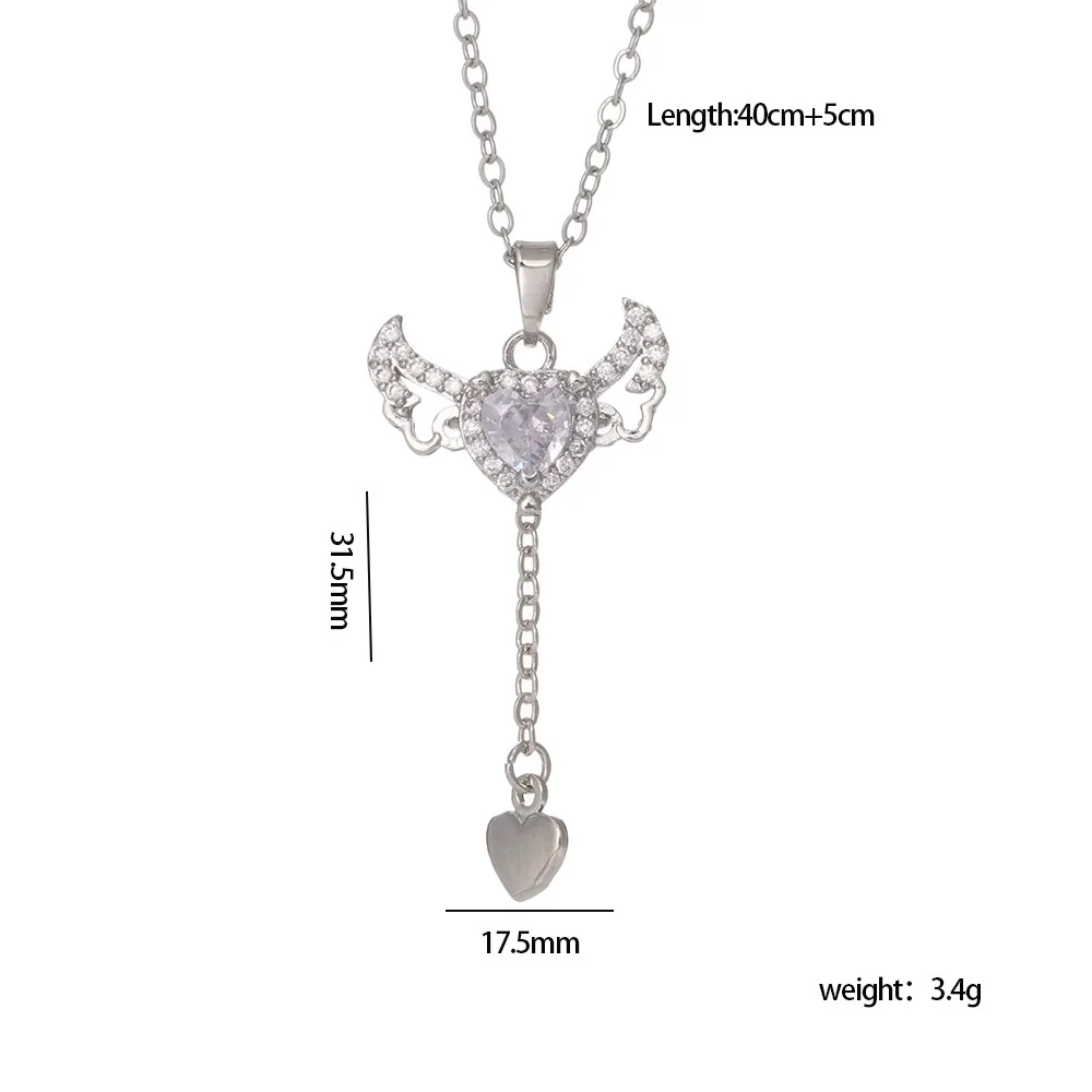 Wholesale Women Light Luxury Copper Heart Shape Necklace With Mixed Gemstone Inlay And Electroplating Treatment - Image 7