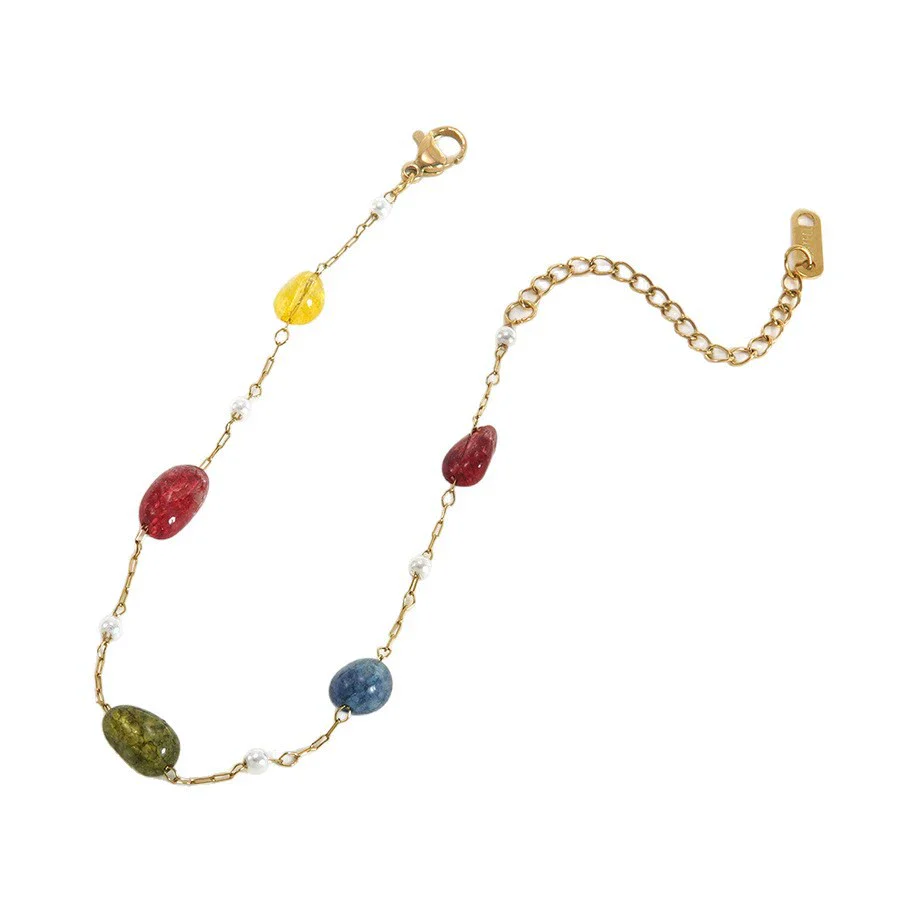 Wholesale Women Light Luxury Geometric Stainless Steel Gold Plated Beaded Necklace - Image 5