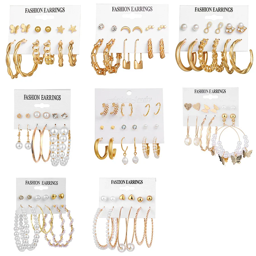 Wholesale Women Metal Crystal Inlaid Geometric Exaggerated Rock Fashion Ol Earrings