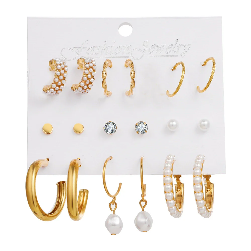 Wholesale Women Metal Crystal Inlaid Geometric Exaggerated Rock Fashion Ol Earrings - Image 10