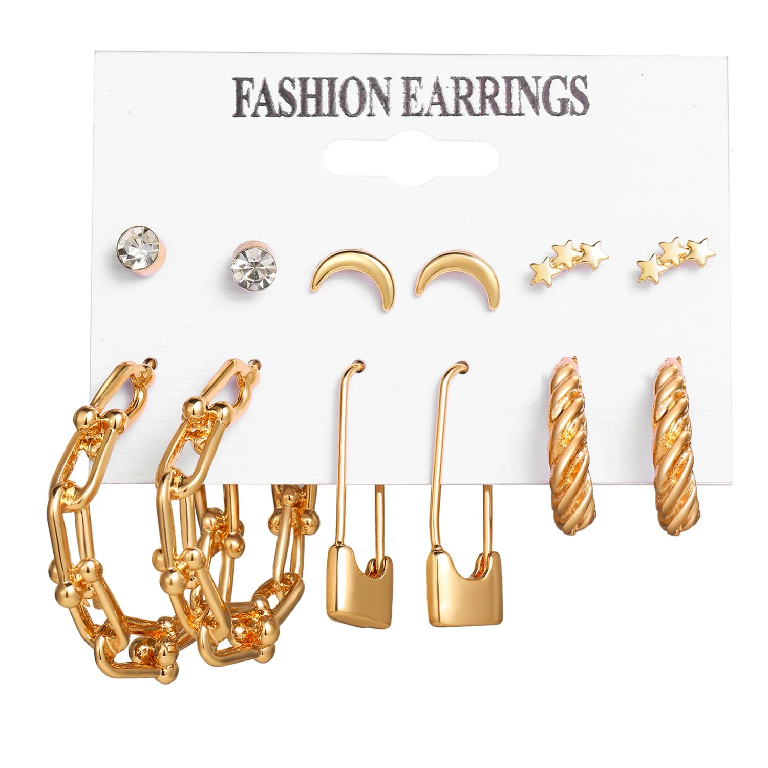Wholesale Women Metal Crystal Inlaid Geometric Exaggerated Rock Fashion Ol Earrings - Image 7
