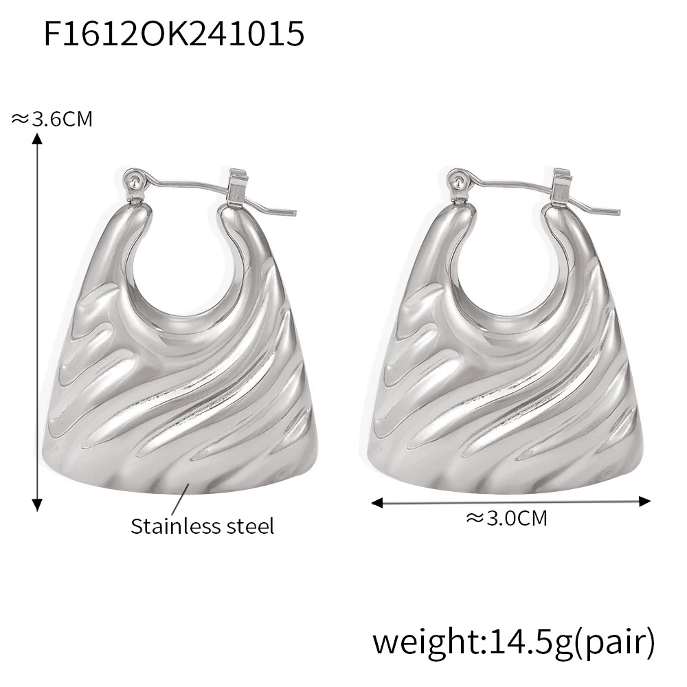 Wholesale Women Stainless Steel Gold Plated Geometric Minimalist Hollow Pattern Earrings - Image 7
