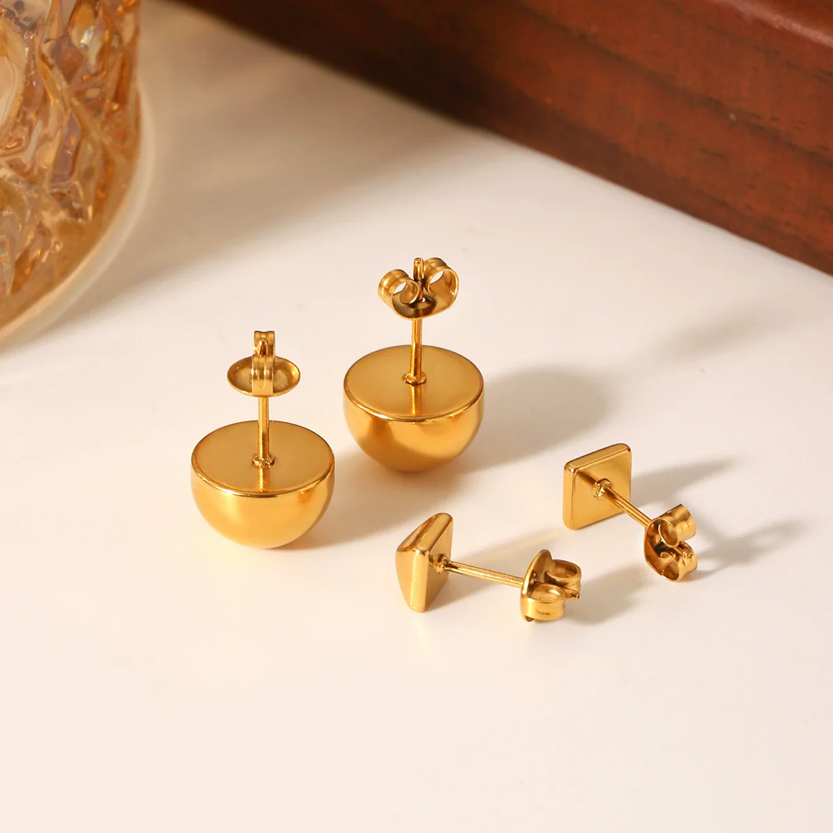 Wholesale Women's 18K Gold Electroplated Simple Geometric Stainless Steel Earrings - Image 4
