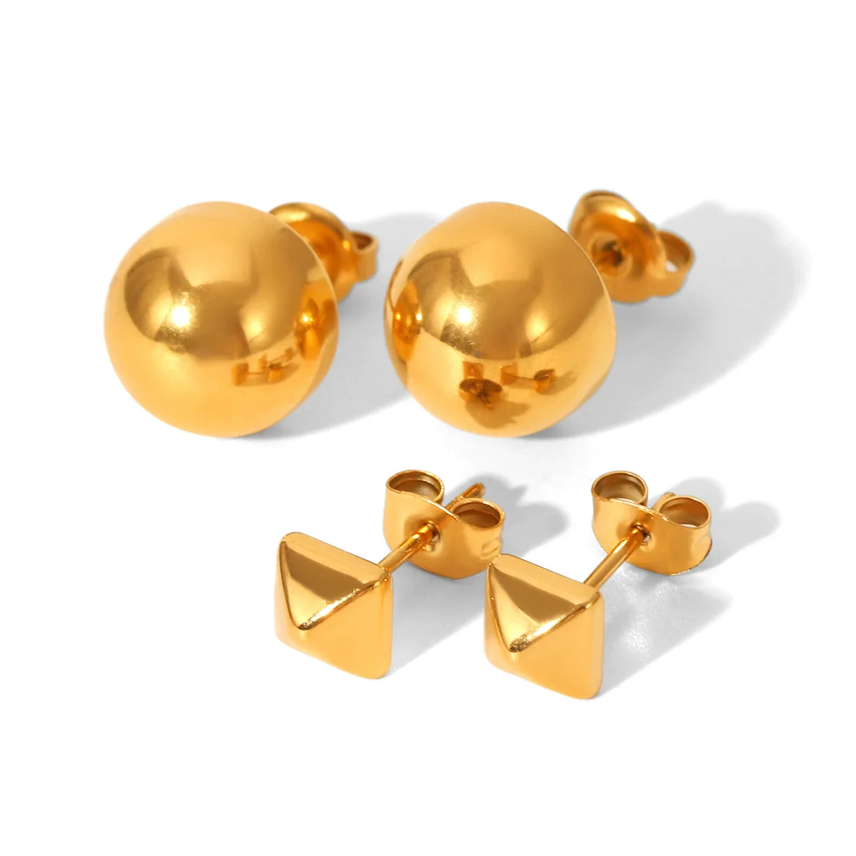 Wholesale Women's 18K Gold Electroplated Simple Geometric Stainless Steel Earrings - Image 5