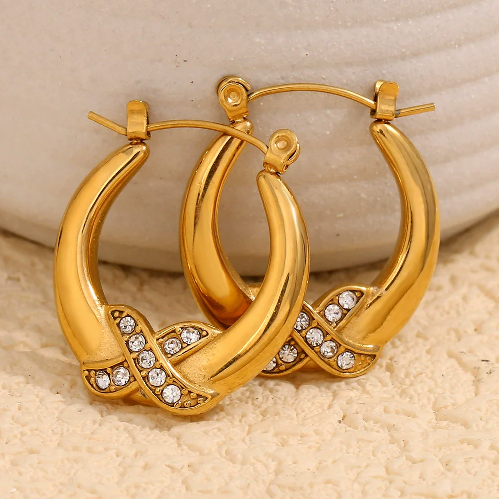 Wholesale Women's 18K Gold Electroplated Stainless Steel Geometric Earrings