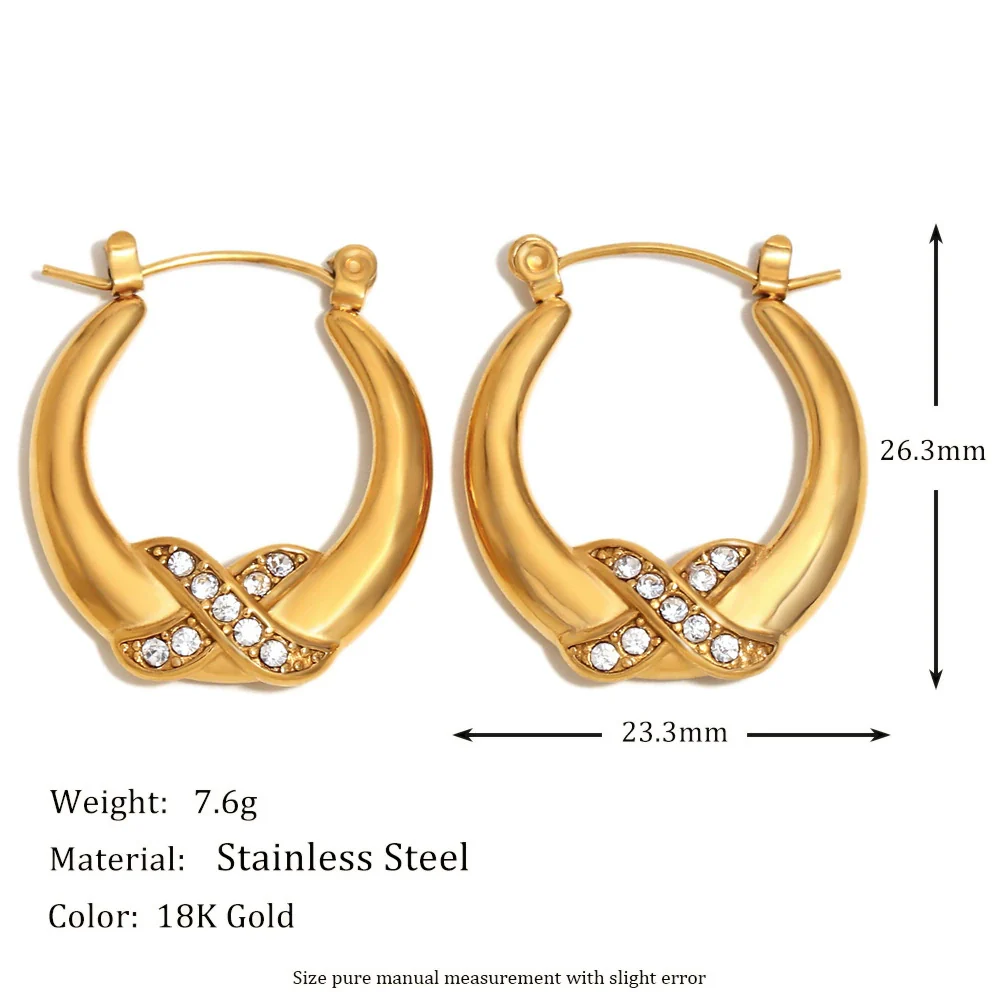Wholesale Women's 18K Gold Electroplated Stainless Steel Geometric Earrings - Image 2
