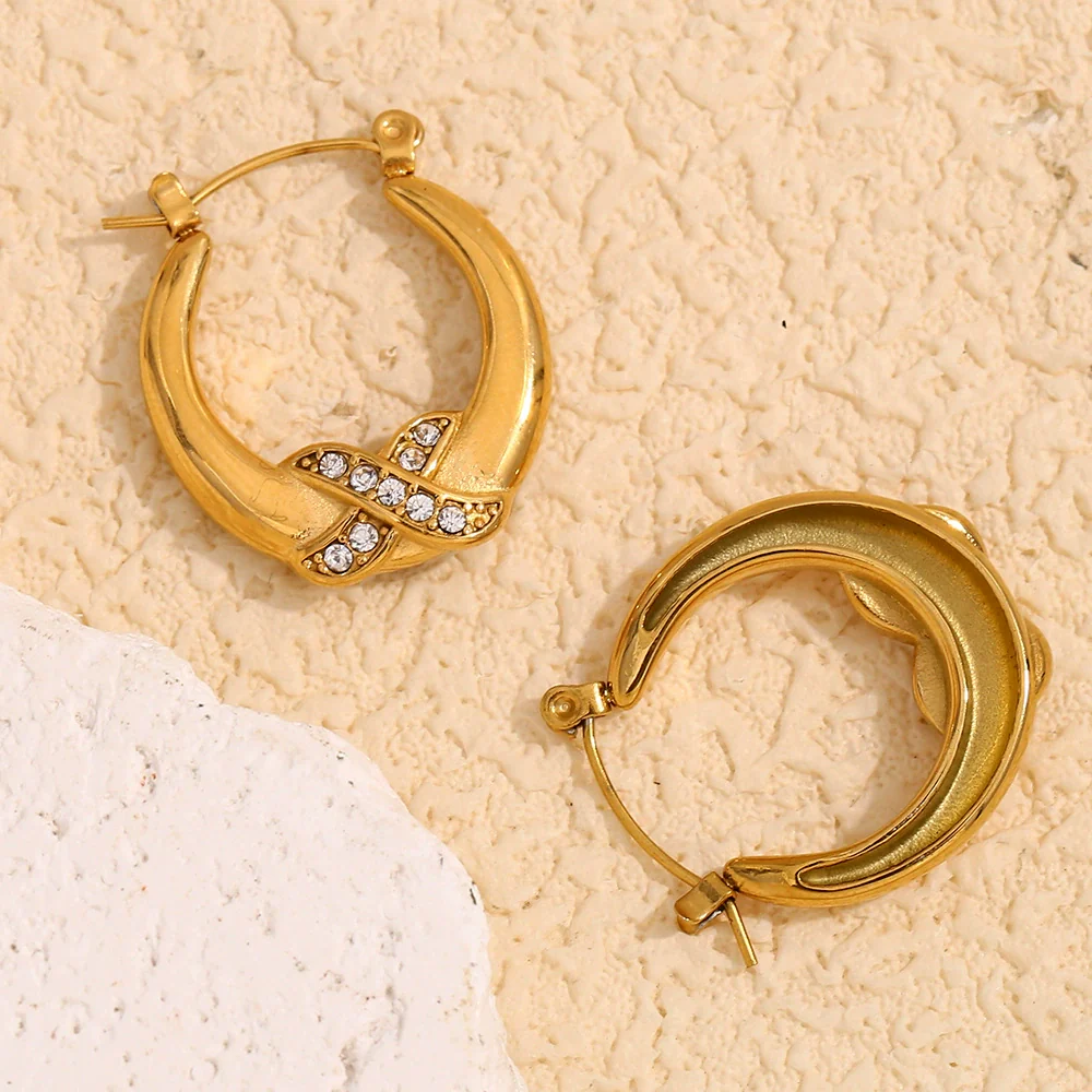 Wholesale Women's 18K Gold Electroplated Stainless Steel Geometric Earrings - Image 4