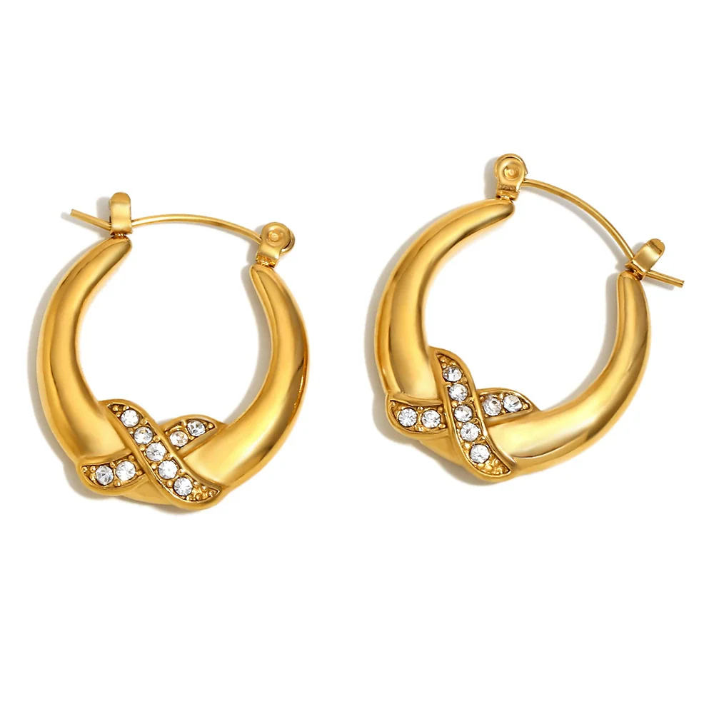 Wholesale Women's 18K Gold Electroplated Stainless Steel Geometric Earrings - Image 5