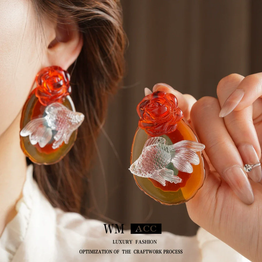 Wholesale Women's 225 Silver Needle Plastic Resin Animal Zodiac Purely Handmade Exaggerated Highend Earrings - Image 2