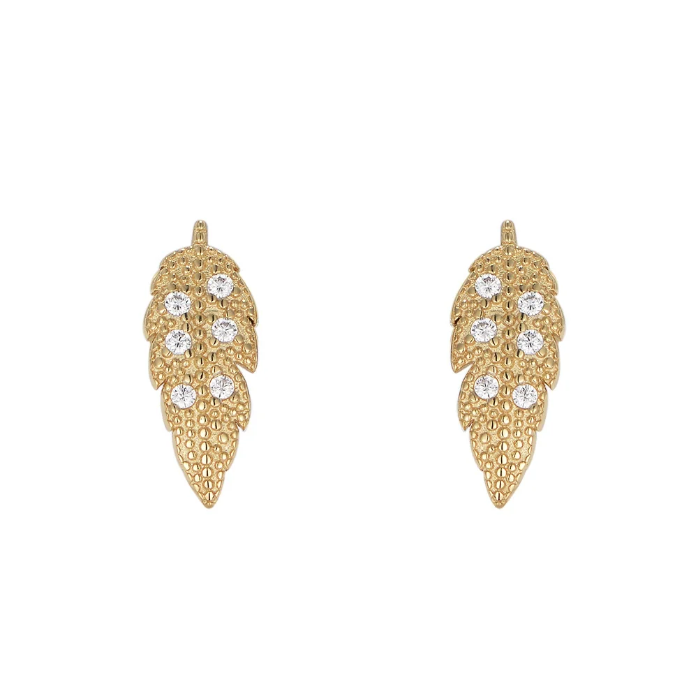 Wholesale Women's 925 Silver Diamond Leaves Earrings Elegant Simple Style - Image 4