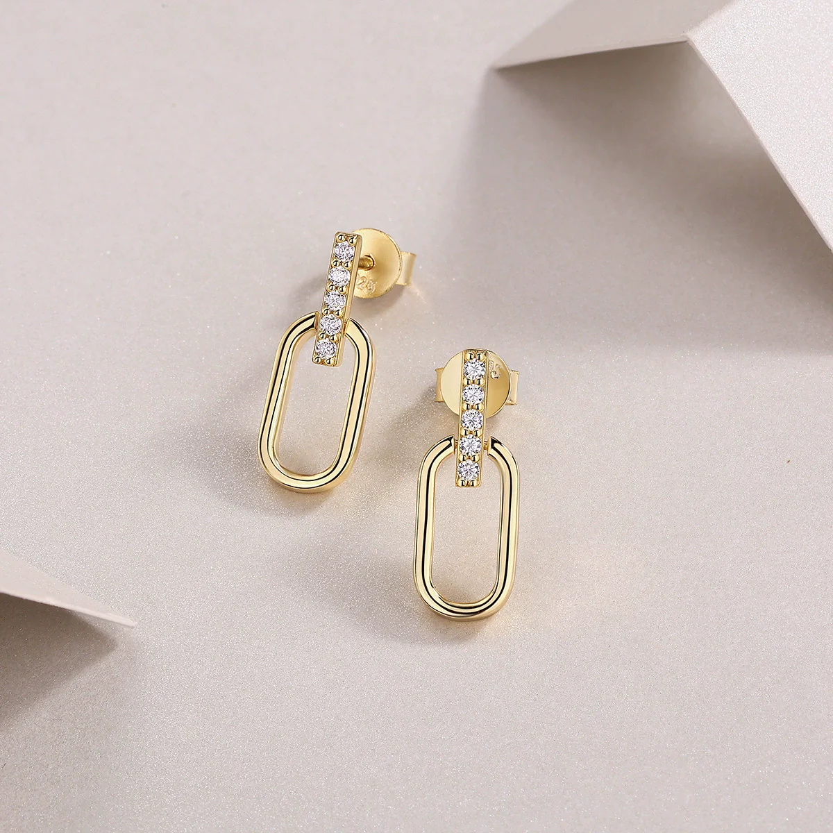 Wholesale Women's 925 Silver Geometric Inlaid Moissanite Fashion Earrings - Image 2