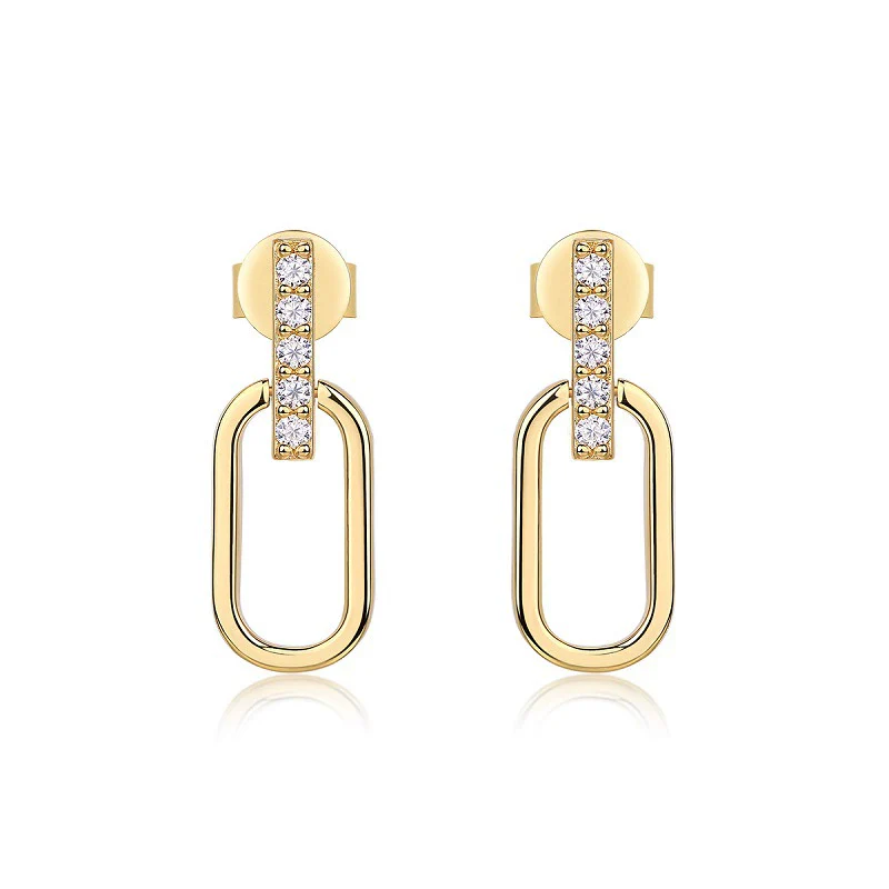 Wholesale Women's 925 Silver Geometric Inlaid Moissanite Fashion Earrings - Image 4