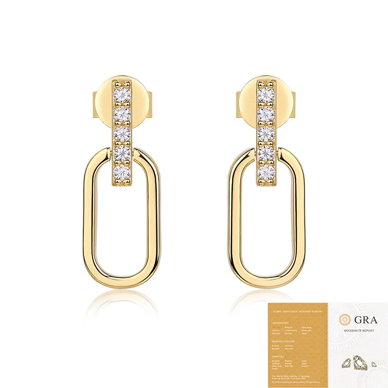 Wholesale Women's 925 Silver Geometric Inlaid Moissanite Fashion Earrings - Image 5