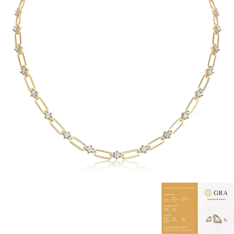 Wholesale Women's 925 Silver Geometric Inlay Moissanite Necklace - Image 5