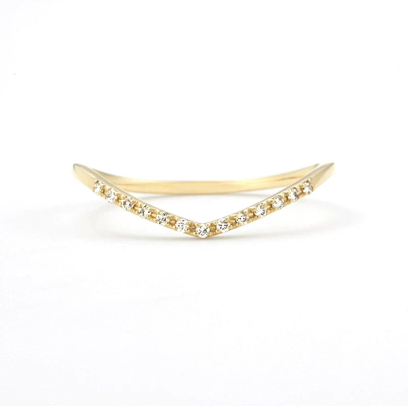 Wholesale Women's 925 Silver Goldplated Heartshaped Zircon Vshaped Stacked Ring - Image 4