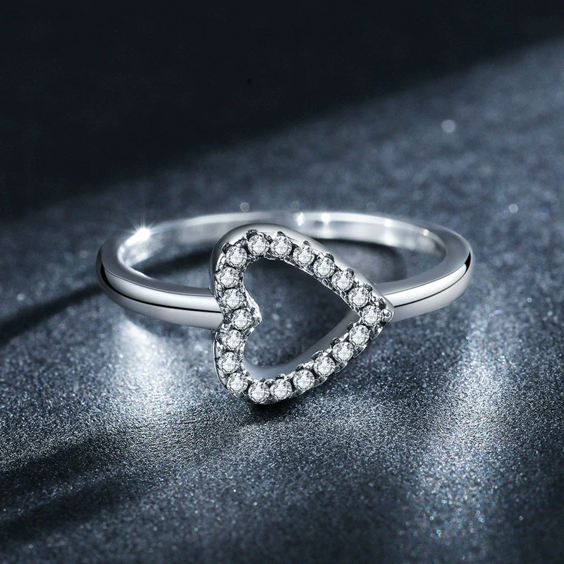 Wholesale Women's 925 Silver Vintage Heartshaped Ring With Diamond - Image 3