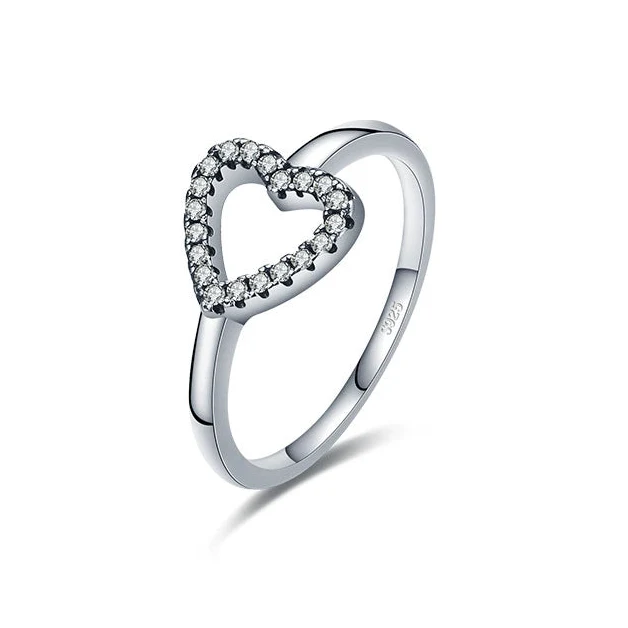 Wholesale Women's 925 Silver Vintage Heartshaped Ring With Diamond - Image 5