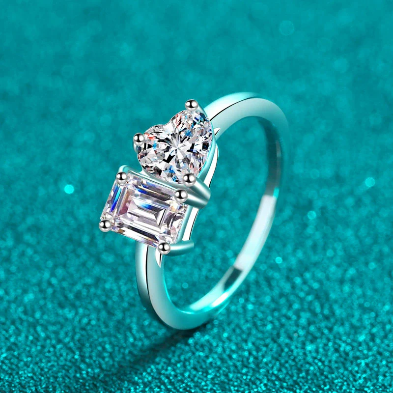 Wholesale Women's 925 Sterling Silver Alien Moissanite Emerald Cut Ring Plated Pt950 Gold Geometric Light Luxury Style - Image 2
