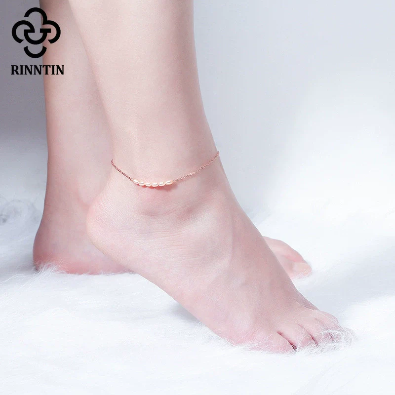 Wholesale Women's 925 Sterling Silver Anklet With Natural Millet Beads And Fresh Water Pearl In Geometric Style - Image 4