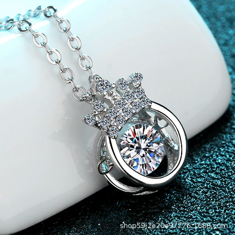 Wholesale Women's 925 Sterling Silver Crown Pendant Necklace With Electroplating And Cross Car Flower Chain