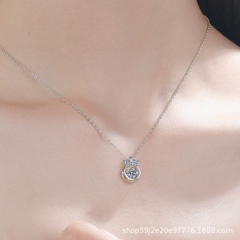 Wholesale Women's 925 Sterling Silver Crown Pendant Necklace With Electroplating And Cross Car Flower Chain - Image 4