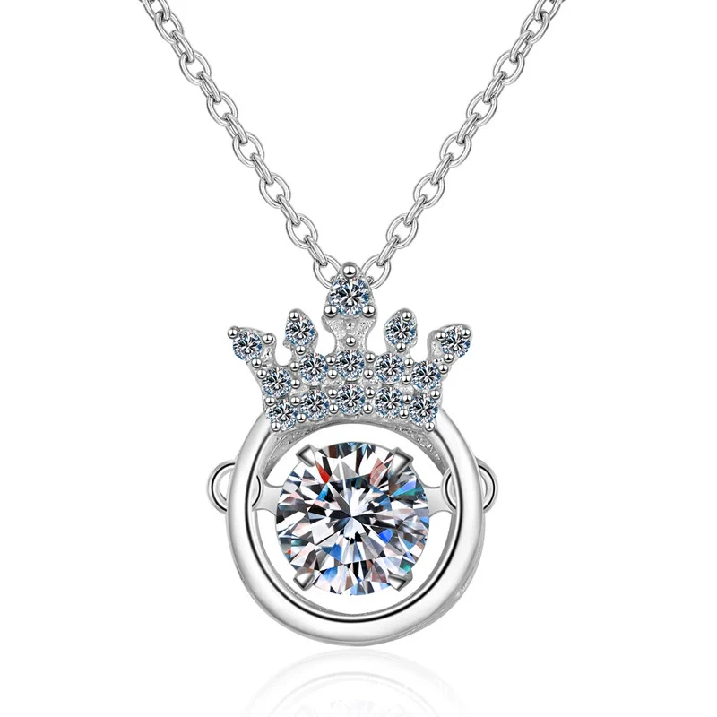 Wholesale Women's 925 Sterling Silver Crown Pendant Necklace With Electroplating And Cross Car Flower Chain - Image 5