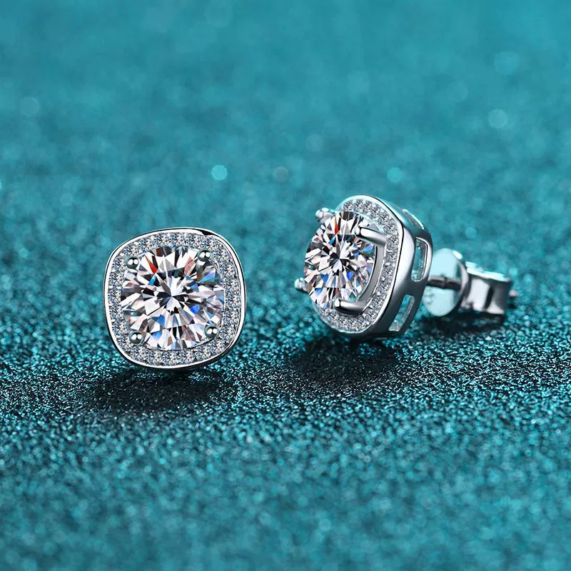 Wholesale Women's 925 Sterling Silver Earrings Pt950 Gold Plated With Leaf Pattern And Micro Inlay Moissanite