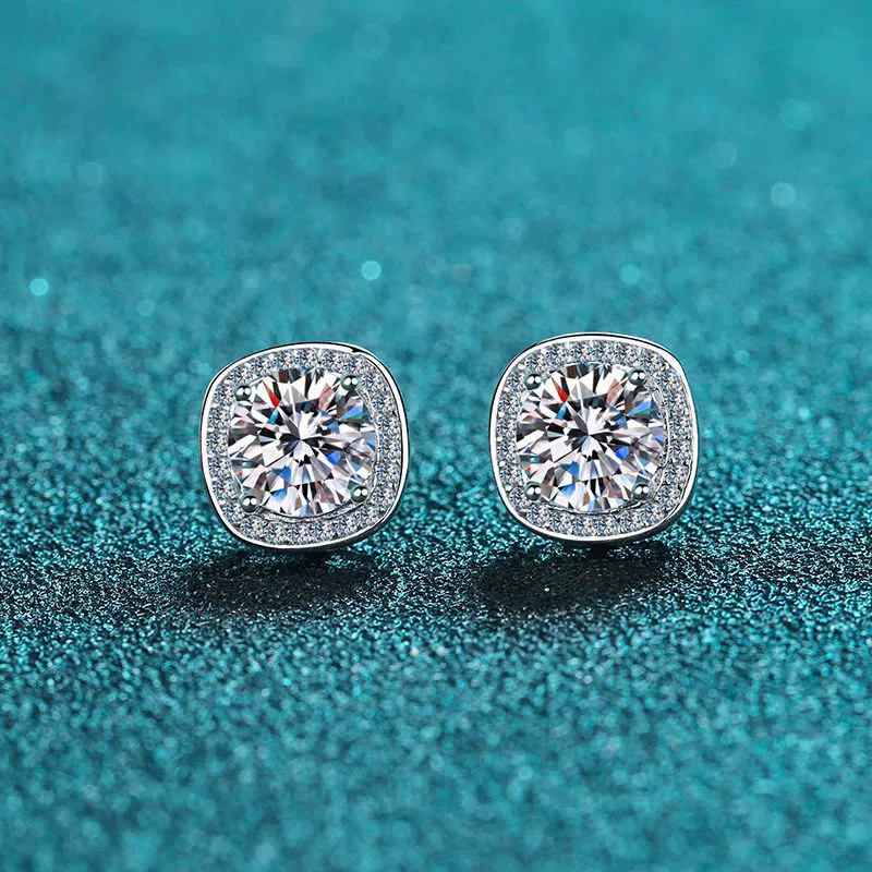 Wholesale Women's 925 Sterling Silver Earrings Pt950 Gold Plated With Leaf Pattern And Micro Inlay Moissanite - Image 2