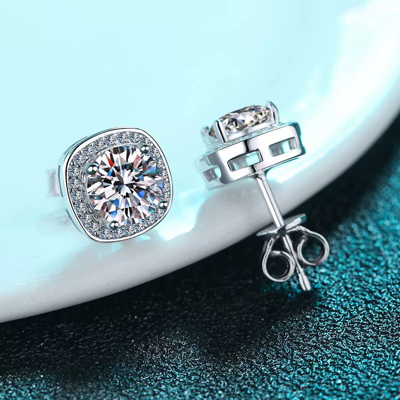 Wholesale Women's 925 Sterling Silver Earrings Pt950 Gold Plated With Leaf Pattern And Micro Inlay Moissanite - Image 3