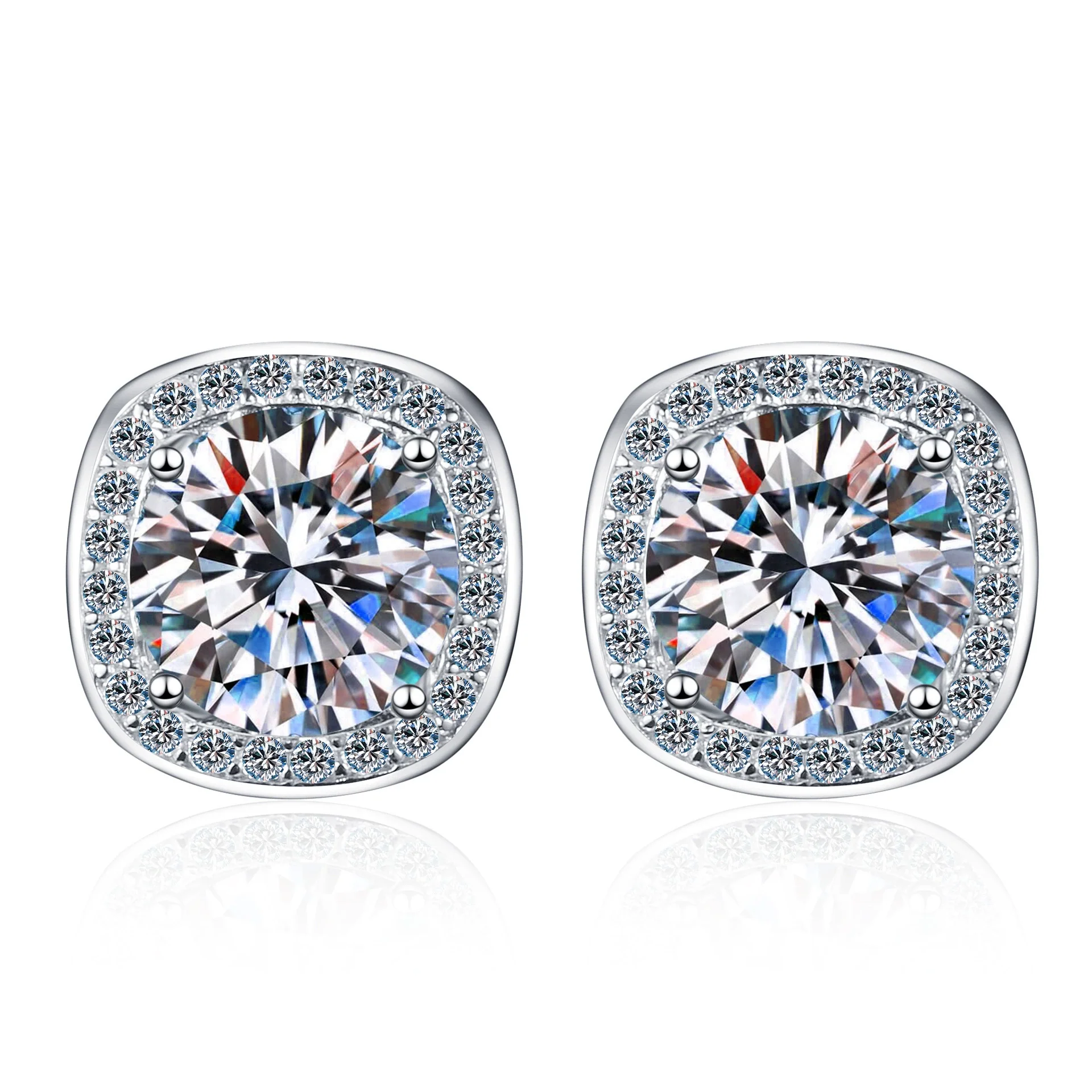 Wholesale Women's 925 Sterling Silver Earrings Pt950 Gold Plated With Leaf Pattern And Micro Inlay Moissanite - Image 5