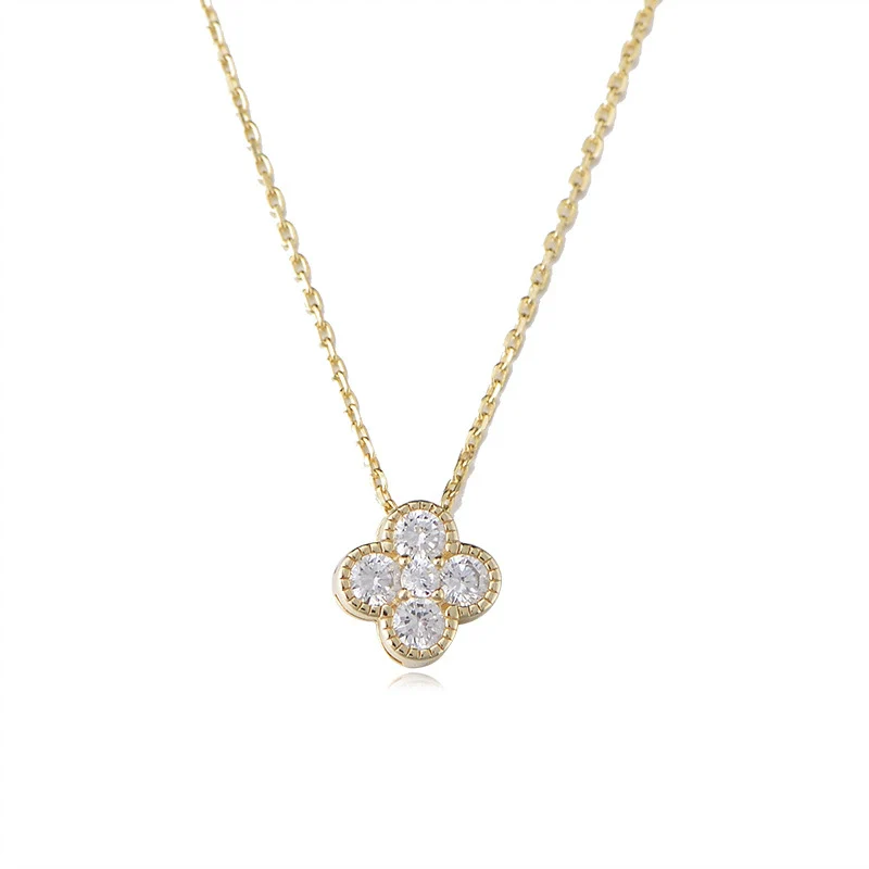 Wholesale Women's 925 Sterling Silver Flower And Fourleaf Clover Zircon Necklace Set With Diamonds Cross Chain - Image 5