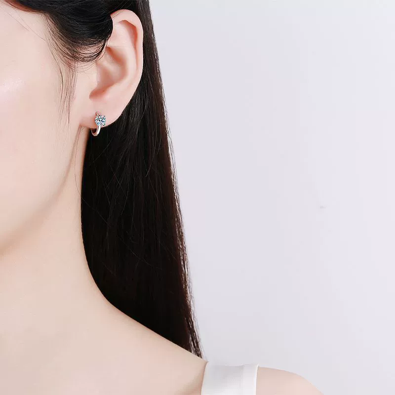 Wholesale Women's 925 Sterling Silver Fourprong Simple Fruit Food Style Electroplated Moissanite Earrings - Image 4