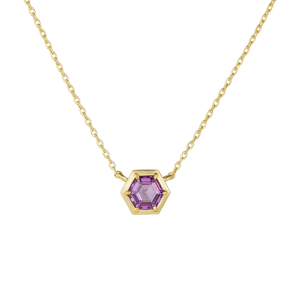 Wholesale Women's 925 Sterling Silver Geometric Amethyst Zircon Diamond Pendant Cross Chain Necklace - Image 5