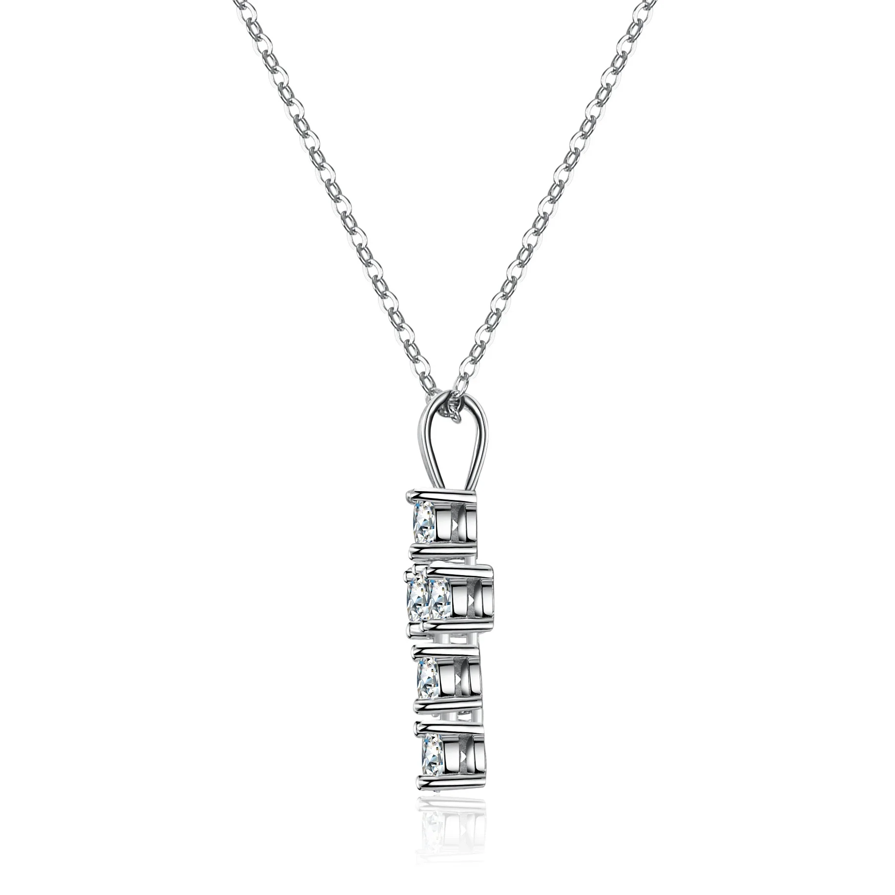 Wholesale Women's 925 Sterling Silver Geometric Cross Pendant Necklace With Ochain - Image 2