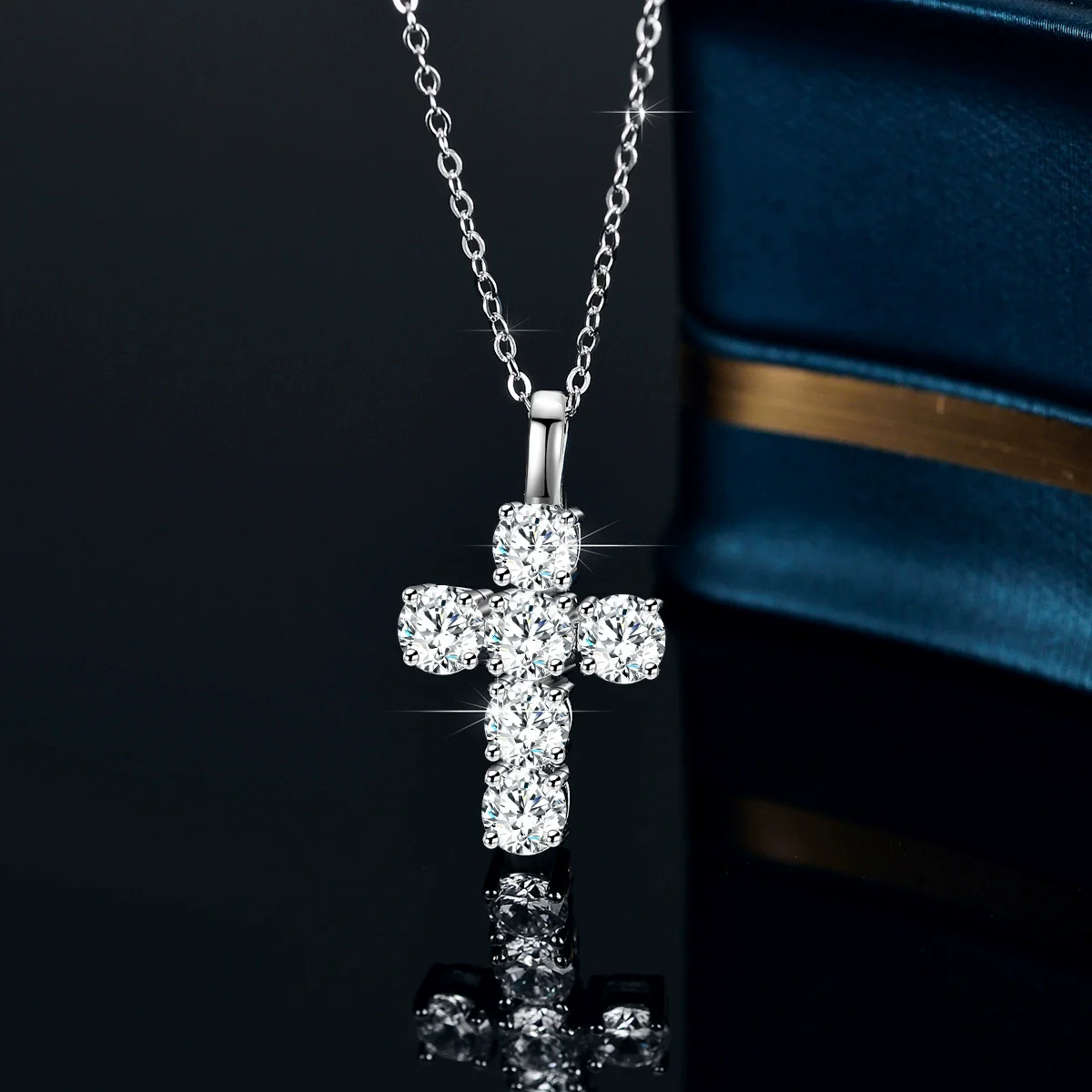 Wholesale Women's 925 Sterling Silver Geometric Cross Pendant Necklace With Ochain - Image 3