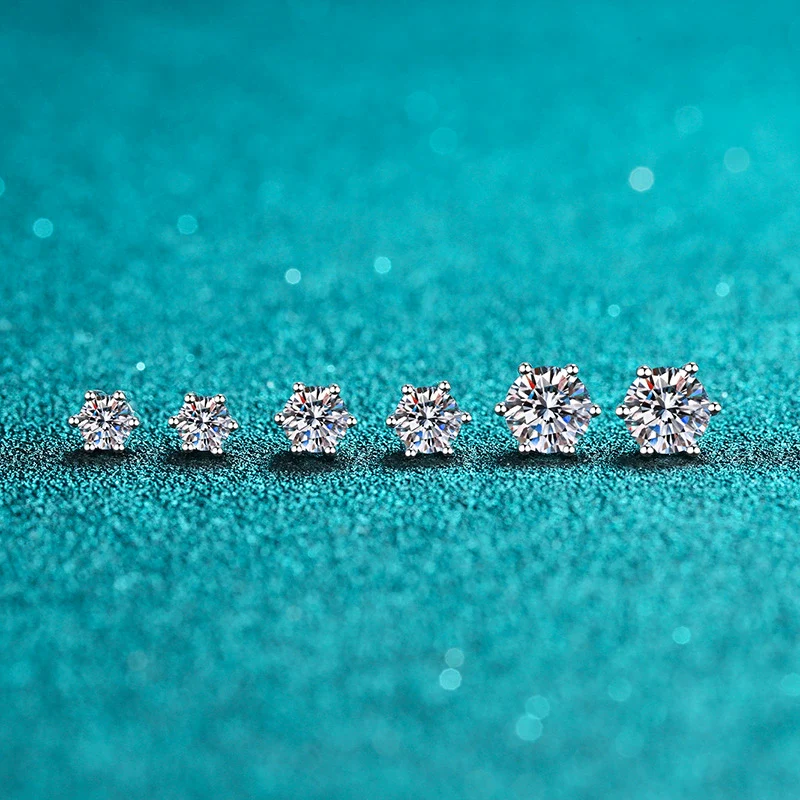 Wholesale Women's 925 Sterling Silver Geometric Moissanite Sixclaw Inlaid Electroplated Earrings - Image 3