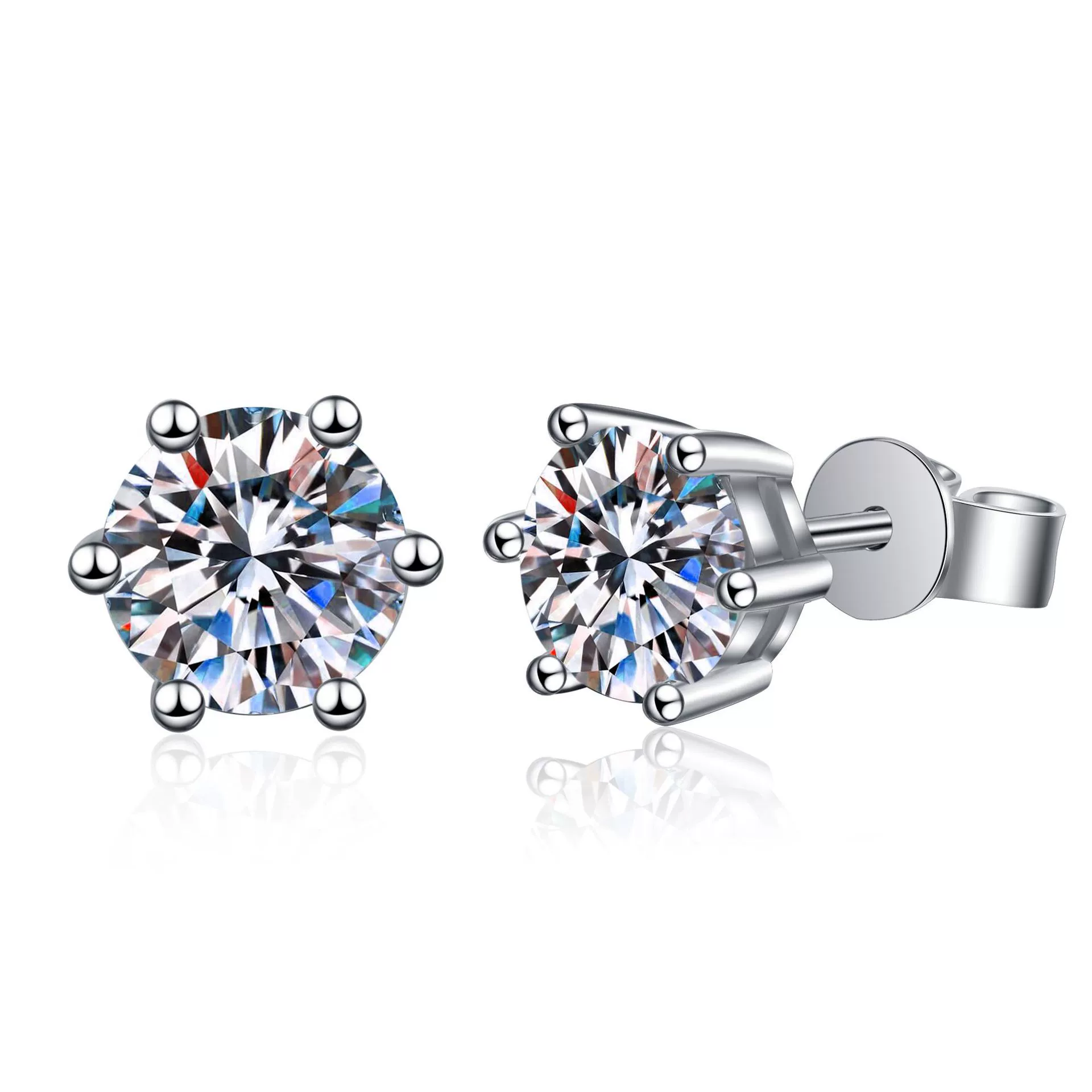 Wholesale Women's 925 Sterling Silver Geometric Moissanite Sixclaw Inlaid Electroplated Earrings - Image 5
