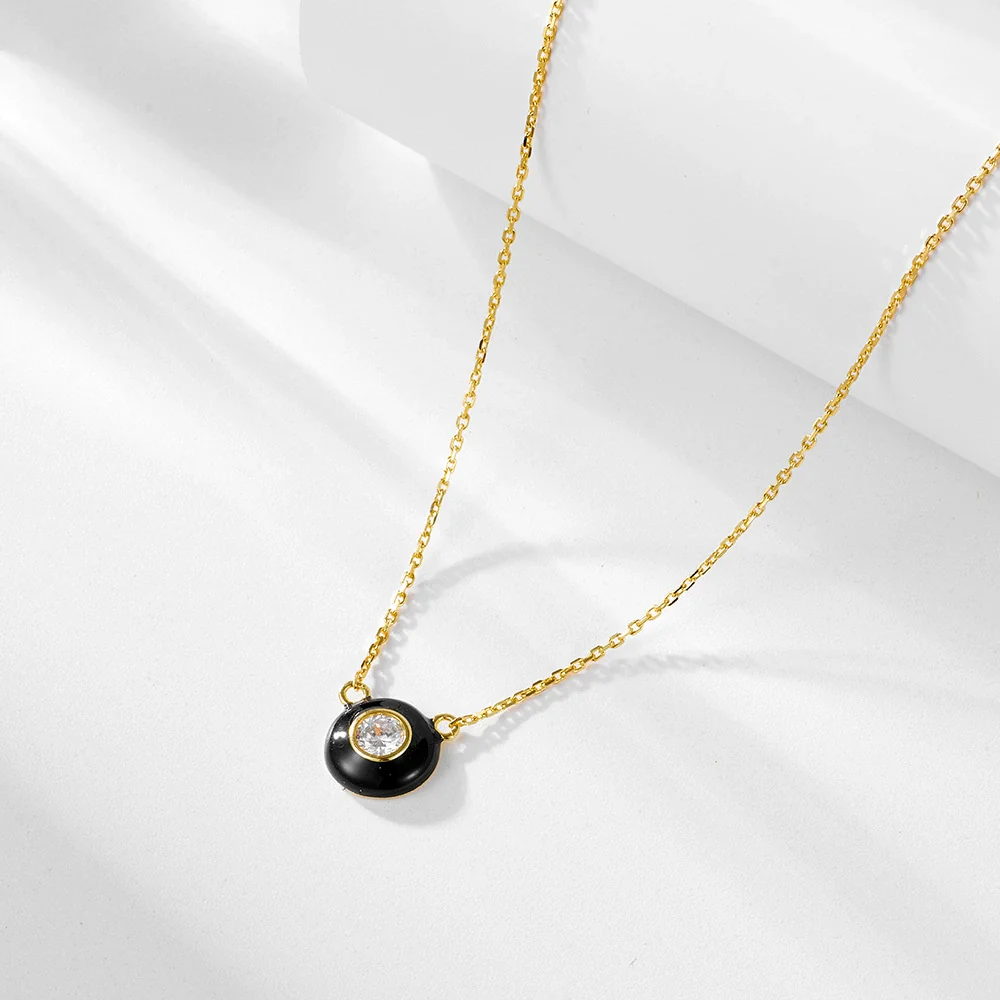 Wholesale Women's 925 Sterling Silver Geometric Oil Drop Single Diamond Zircon Cross Chain Necklace