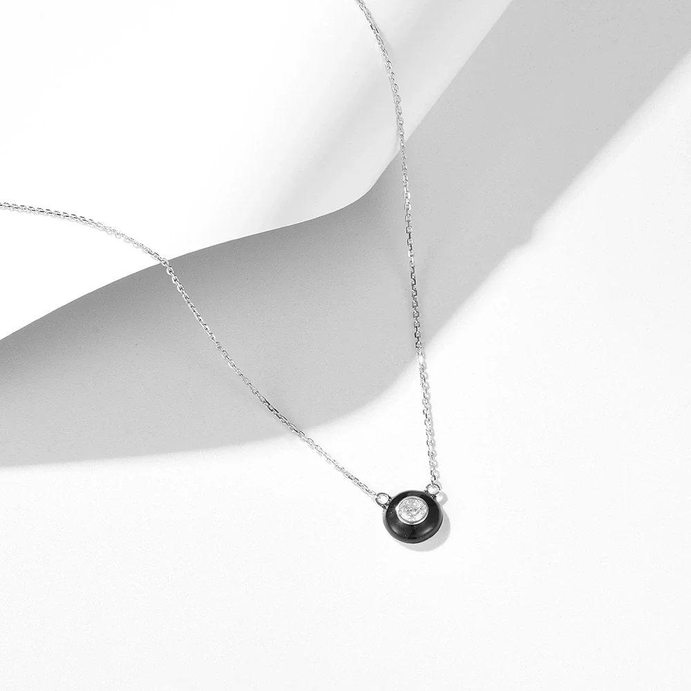 Wholesale Women's 925 Sterling Silver Geometric Oil Drop Single Diamond Zircon Cross Chain Necklace - Image 2