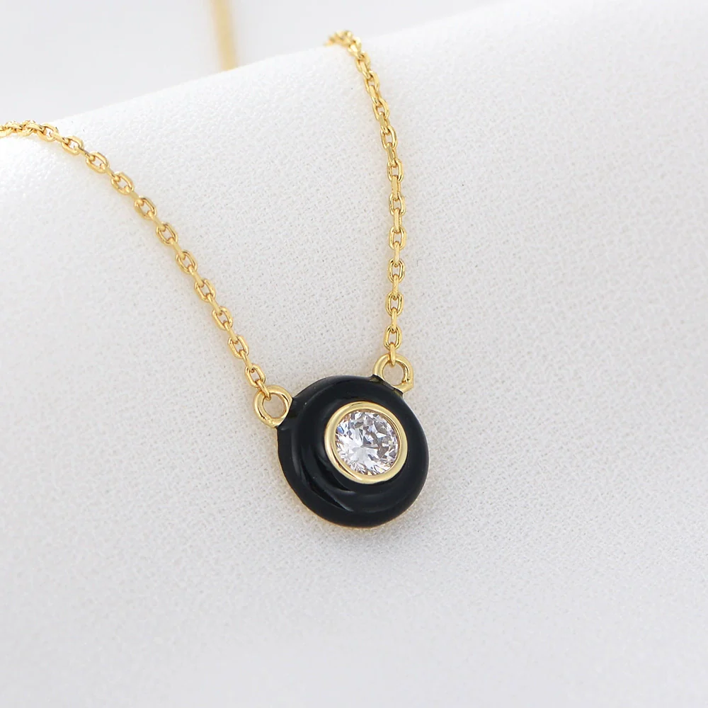 Wholesale Women's 925 Sterling Silver Geometric Oil Drop Single Diamond Zircon Cross Chain Necklace - Image 6