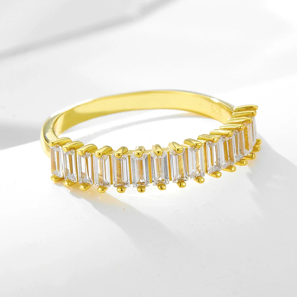 Wholesale Women's 925 Sterling Silver Geometric Rectangular Zircon Diamond Ring - Image 3