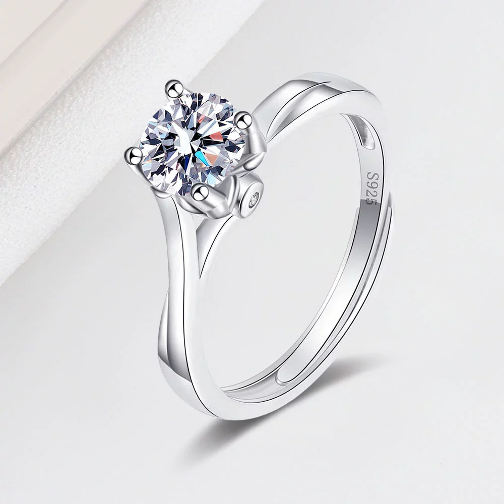 Wholesale Women's 925 Sterling Silver Geometric Simulation Diamond Ring With Electroplating