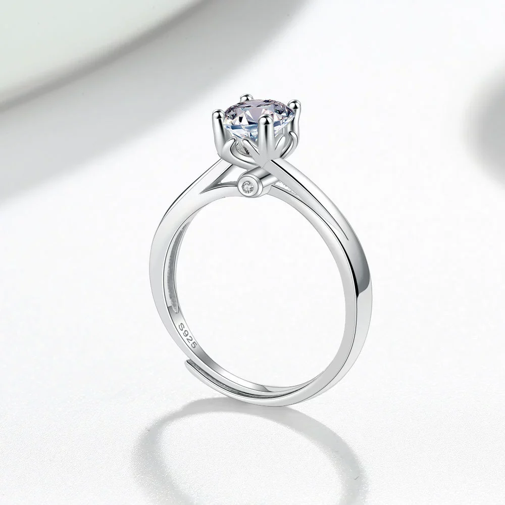 Wholesale Women's 925 Sterling Silver Geometric Simulation Diamond Ring With Electroplating - Image 3