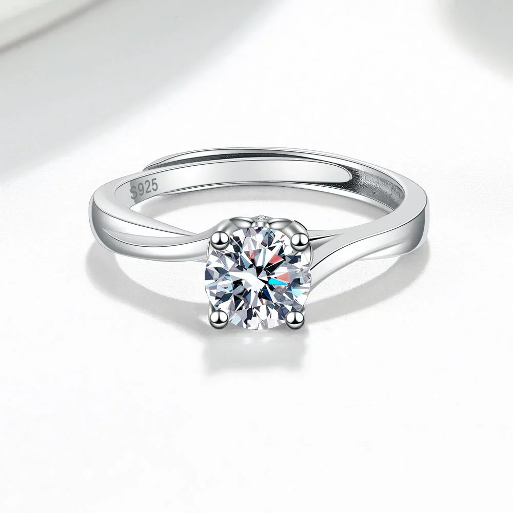 Wholesale Women's 925 Sterling Silver Geometric Simulation Diamond Ring With Electroplating - Image 4