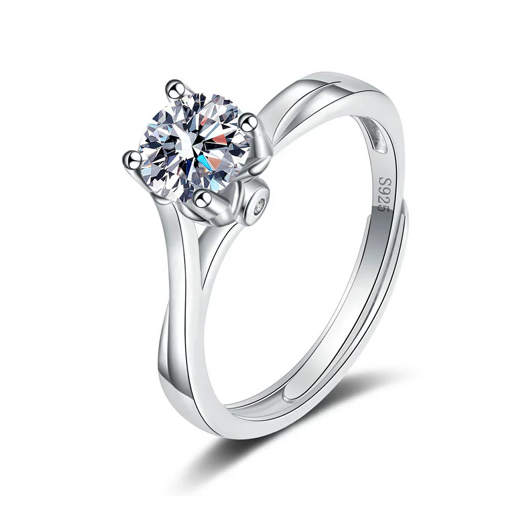Wholesale Women's 925 Sterling Silver Geometric Simulation Diamond Ring With Electroplating - Image 5