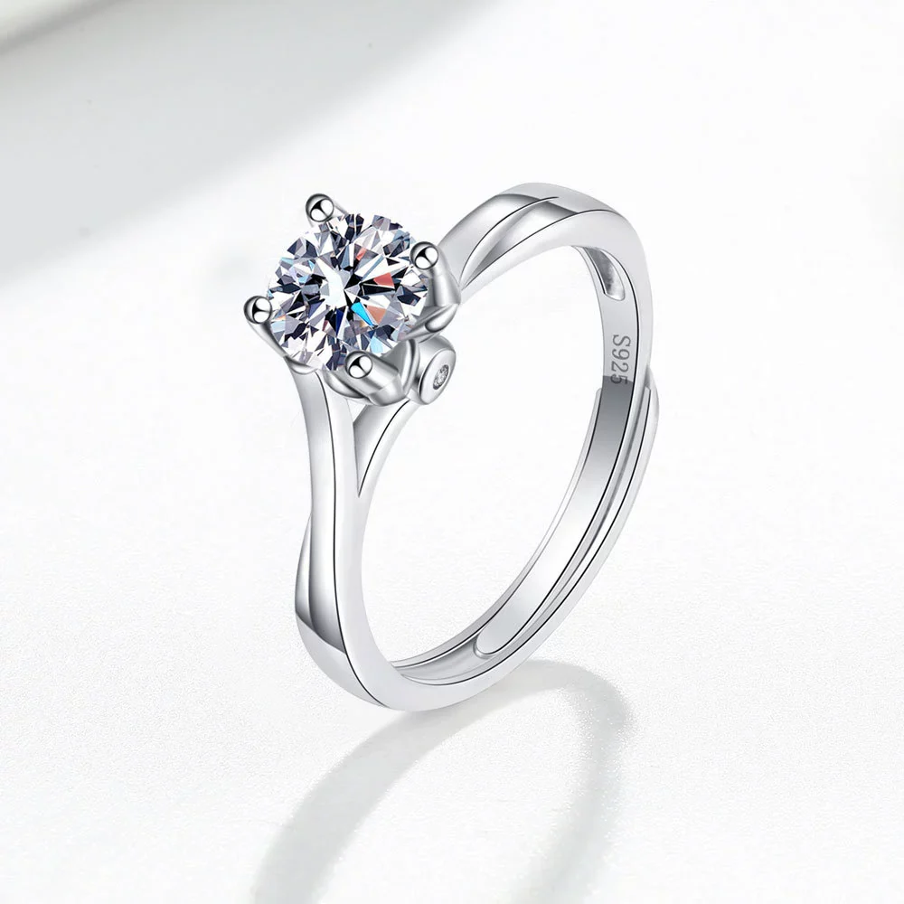 Wholesale Women's 925 Sterling Silver Geometric Simulation Diamond Ring With Electroplating - Image 6